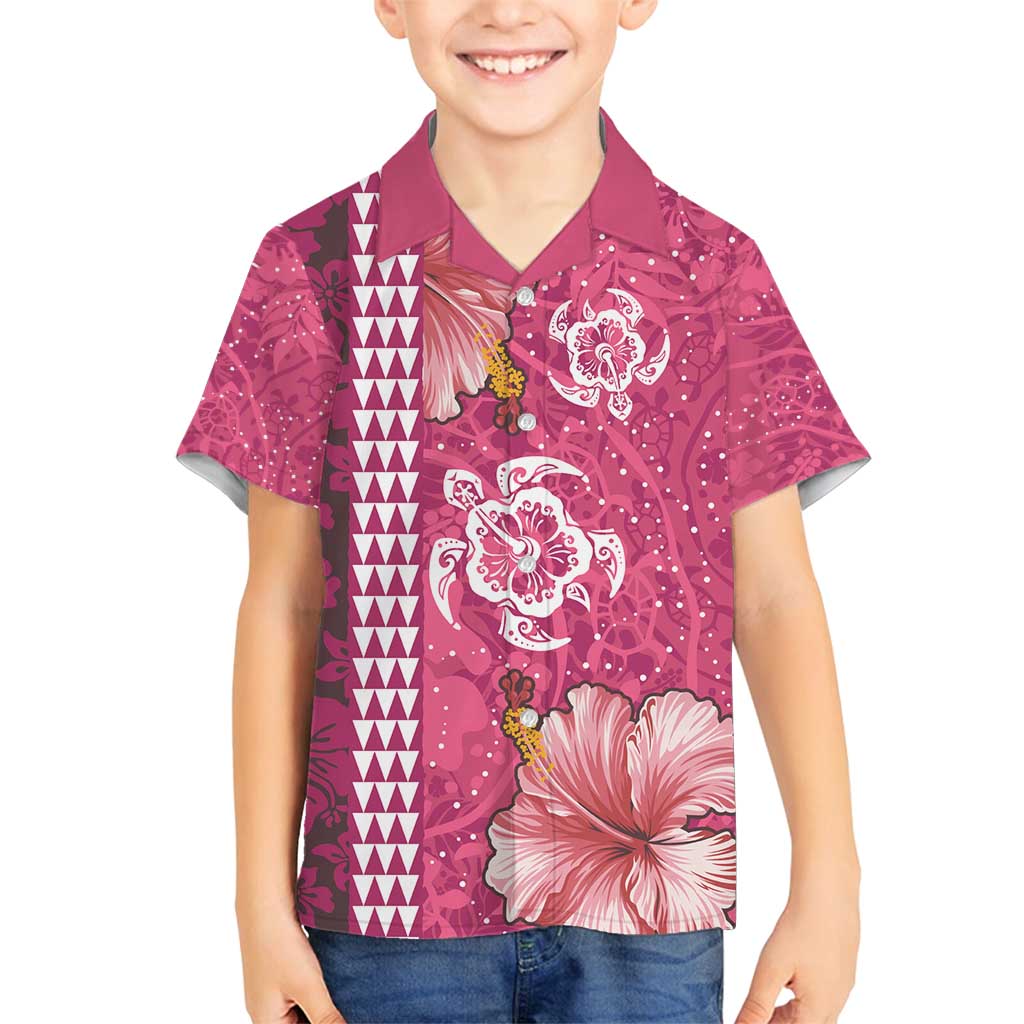 Pink Hibiscus Turle Family Matching Tank Maxi Dress and Hawaiian Shirt Hawaiian Style Tribal Tapa Pattern