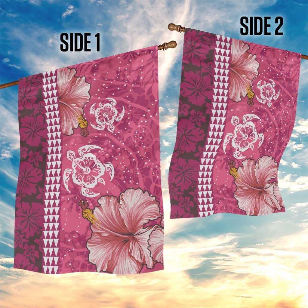 Pink Hibiscus Turle Garden Flag Hawaiian Style Tribal Tapa Pattern