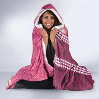 Pink Hibiscus Turle Hooded Blanket Hawaiian Style Tribal Tapa Pattern