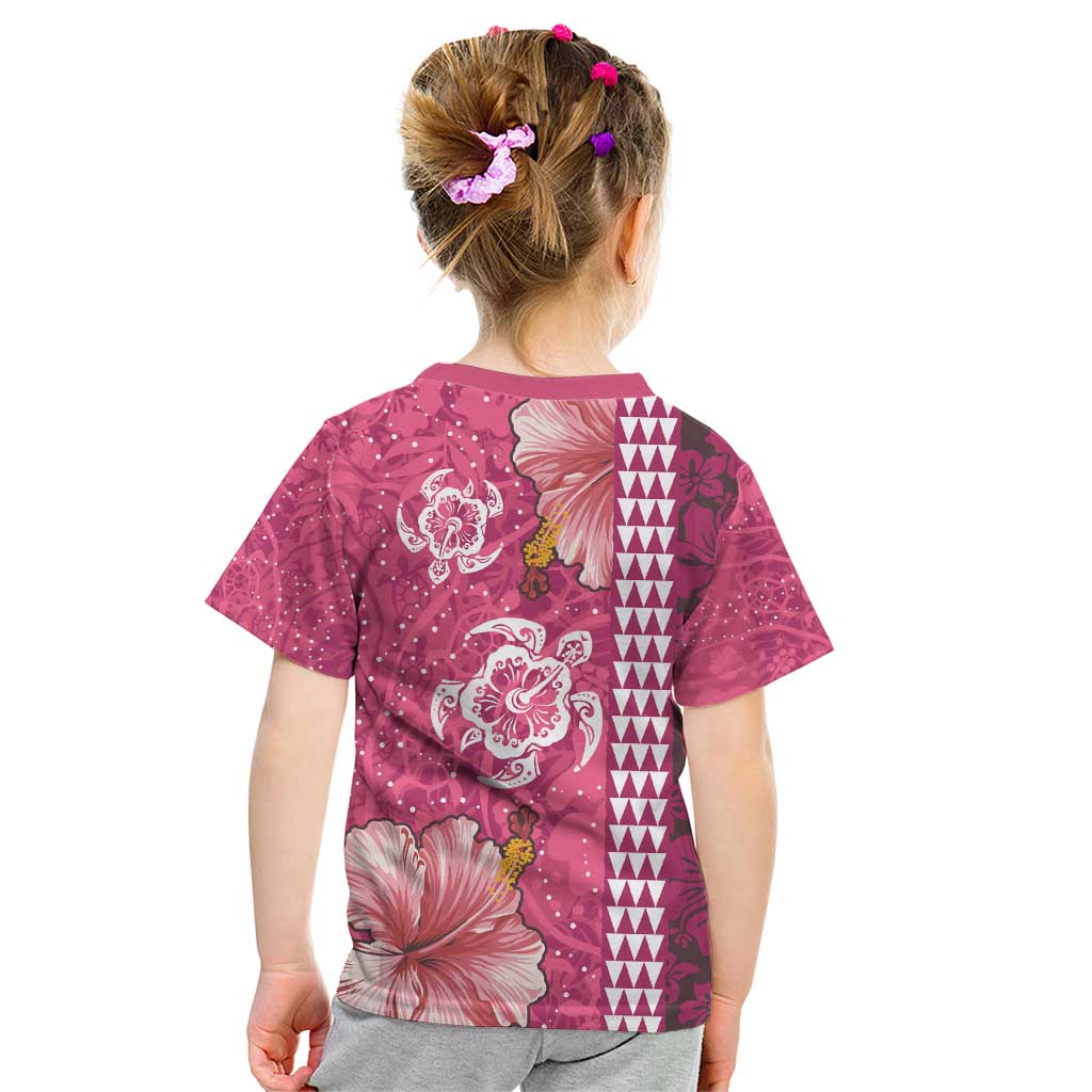 Pink Hibiscus Turle Kid T Shirt Hawaiian Style Tribal Tapa Pattern LT9 - Polynesian Pride