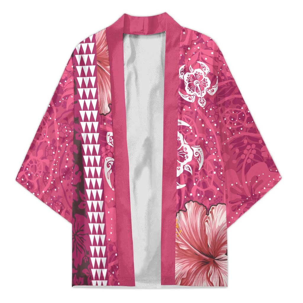 Pink Hibiscus Turle Kimono Hawaiian Style Tribal Tapa Pattern - Polynesian Pride