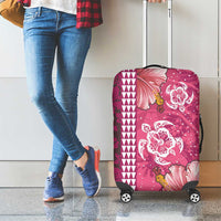 Pink Hibiscus Turle Luggage Cover Hawaiian Style Tribal Tapa Pattern