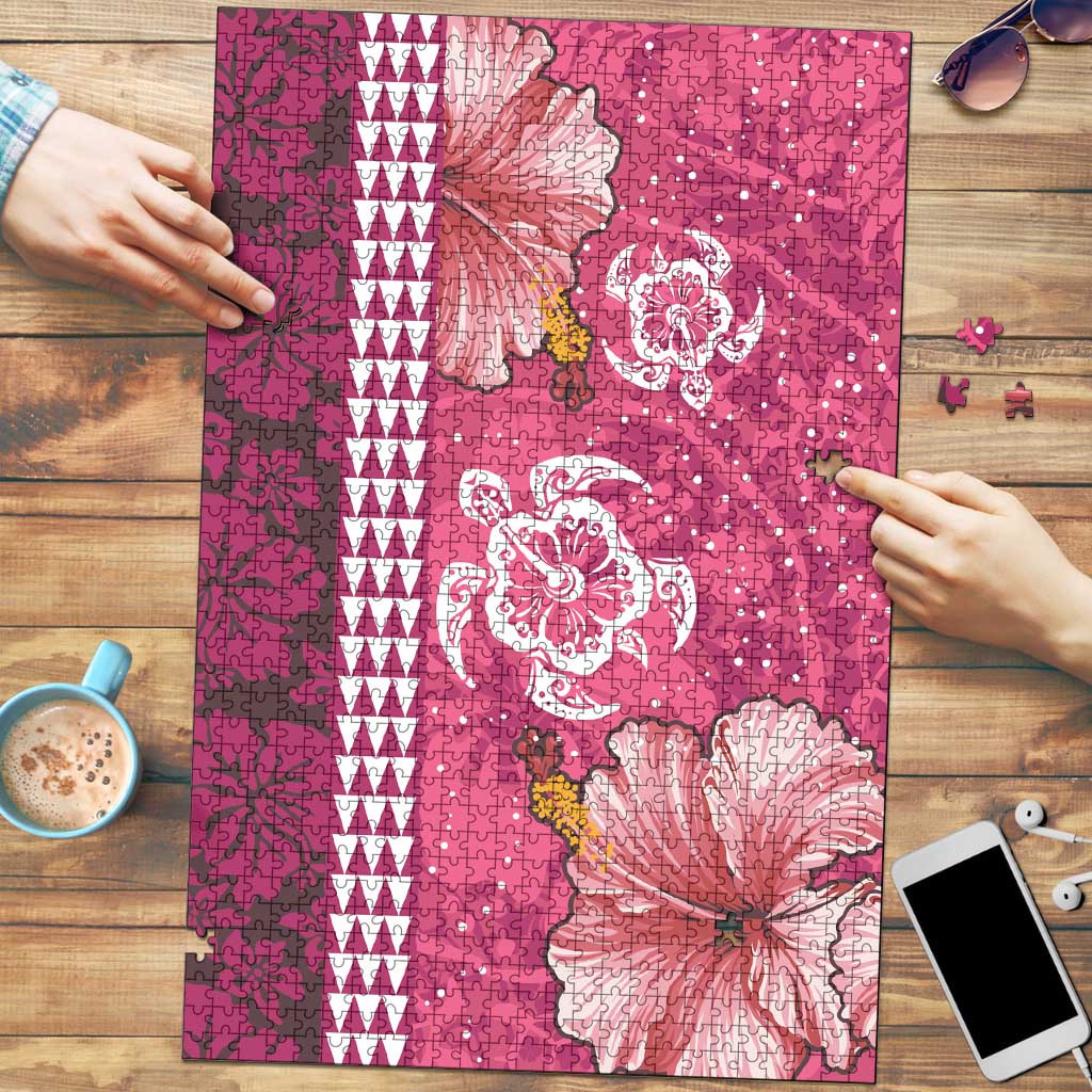 Pink Hibiscus Turle Puzzle Hawaiian Style Tribal Tapa Pattern LT9 Pink - Polynesian Pride