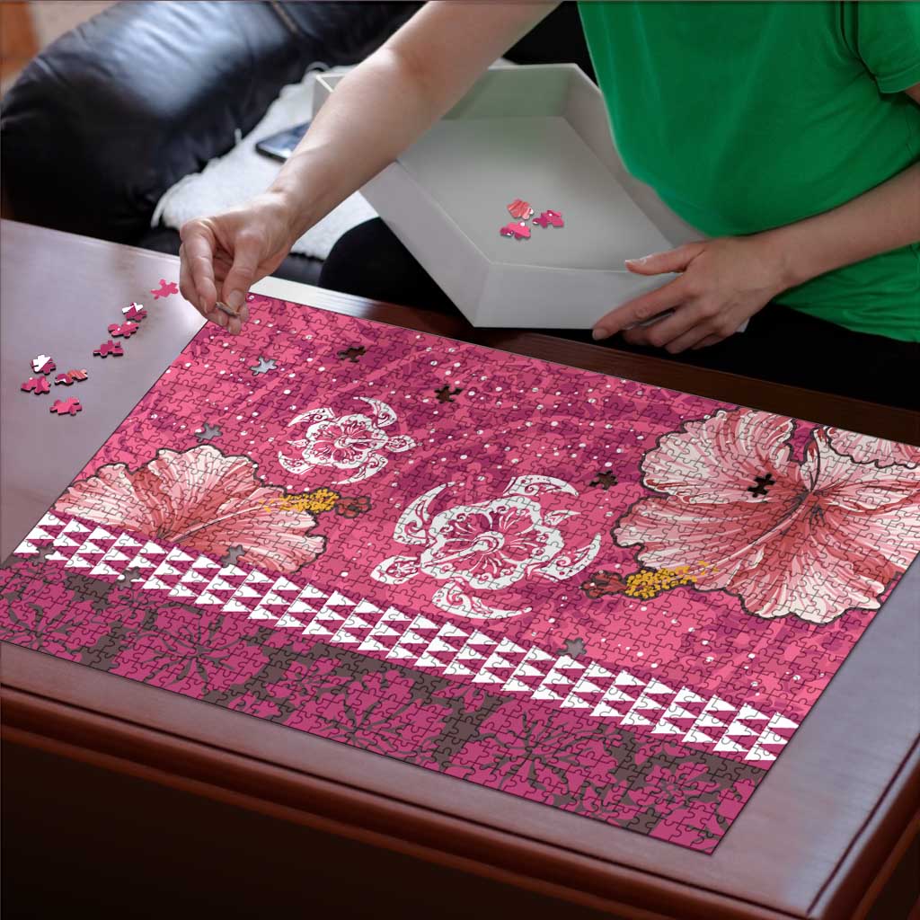 Pink Hibiscus Turle Puzzle Hawaiian Style Tribal Tapa Pattern LT9 - Polynesian Pride
