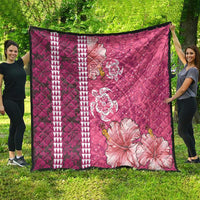 Pink Hibiscus Turle Quilt Hawaiian Style Tribal Tapa Pattern