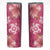 Pink Hibiscus Turle Skinny Tumbler Hawaiian Style Tribal Tapa Pattern