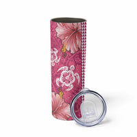 Pink Hibiscus Turle Skinny Tumbler Hawaiian Style Tribal Tapa Pattern