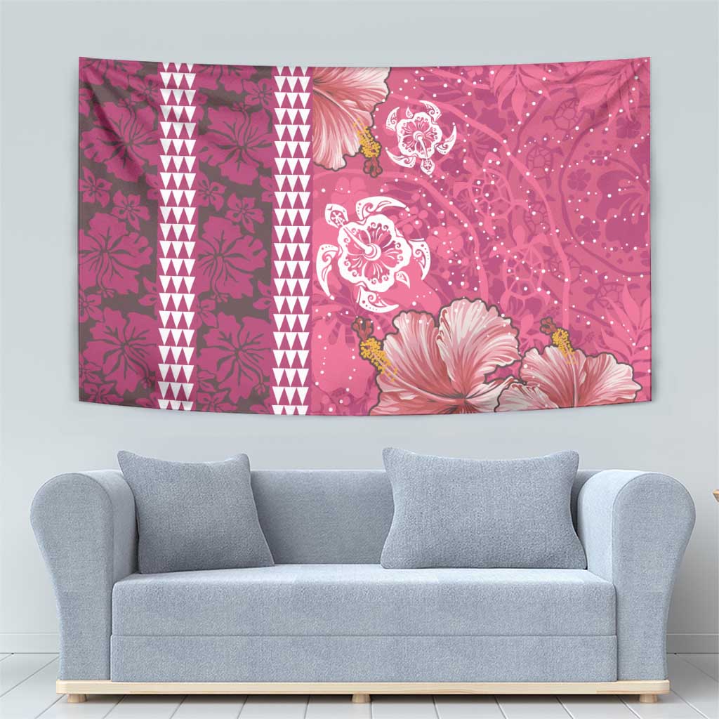 Pink Hibiscus Turle Tapestry Hawaiian Style Tribal Tapa Pattern LT9 - Polynesian Pride