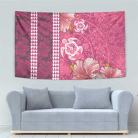 Pink Hibiscus Turle Tapestry Hawaiian Style Tribal Tapa Pattern LT9 - Polynesian Pride