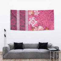 Pink Hibiscus Turle Tapestry Hawaiian Style Tribal Tapa Pattern LT9 - Polynesian Pride