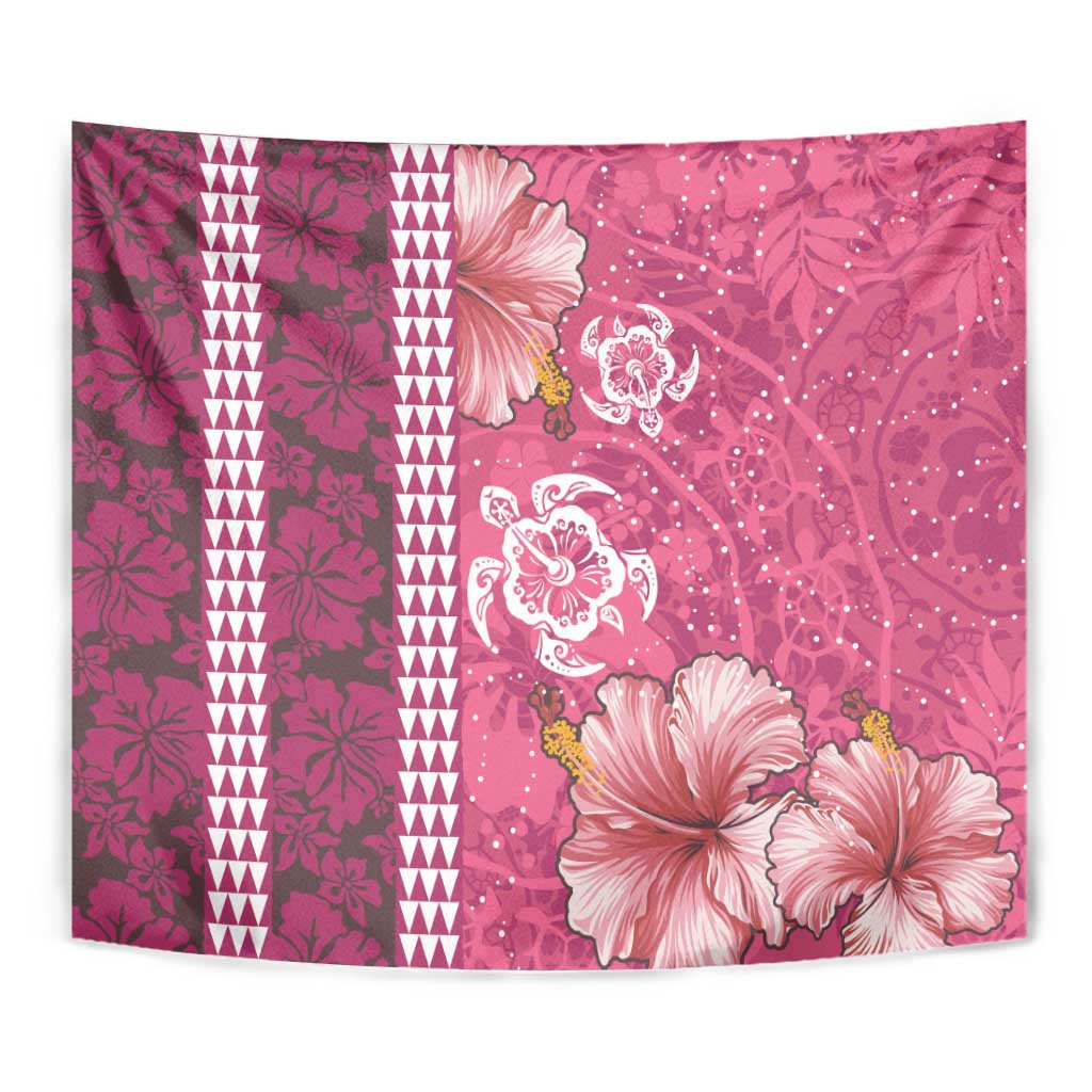 Pink Hibiscus Turle Tapestry Hawaiian Style Tribal Tapa Pattern LT9 - Polynesian Pride
