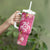 Pink Hibiscus Turle Tumbler With Handle Hawaiian Style Tribal Tapa Pattern
