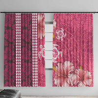 Pink Hibiscus Turle Window Curtain Hawaiian Style Tribal Tapa Pattern LT9 With Hooks Pink - Polynesian Pride
