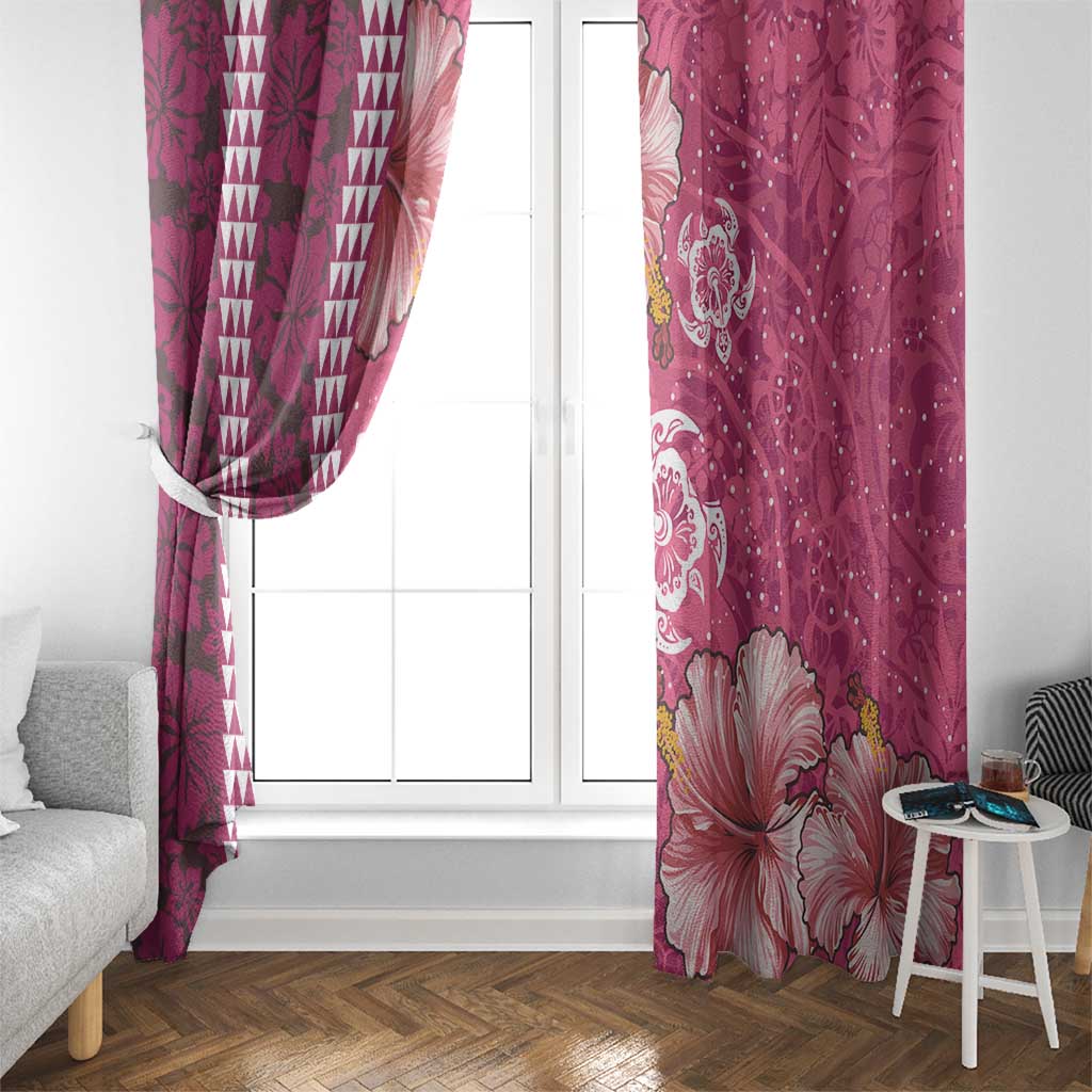 Pink Hibiscus Turle Window Curtain Hawaiian Style Tribal Tapa Pattern LT9 - Polynesian Pride