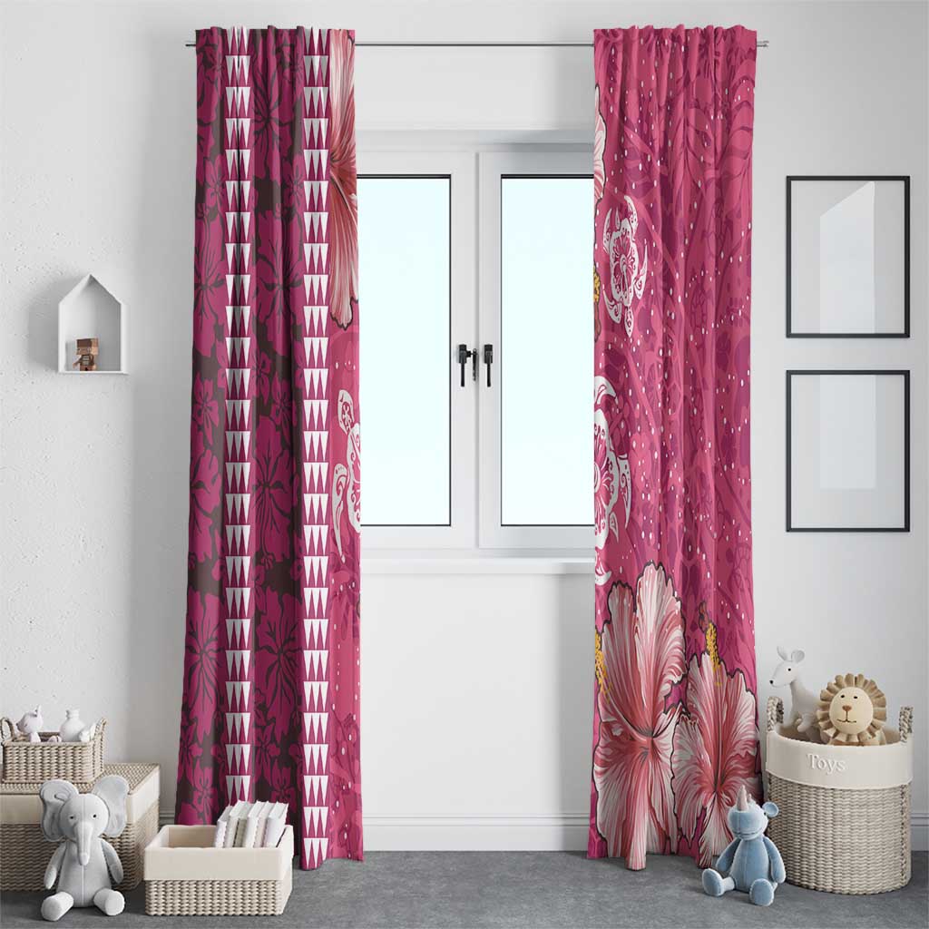 Pink Hibiscus Turle Window Curtain Hawaiian Style Tribal Tapa Pattern LT9 - Polynesian Pride