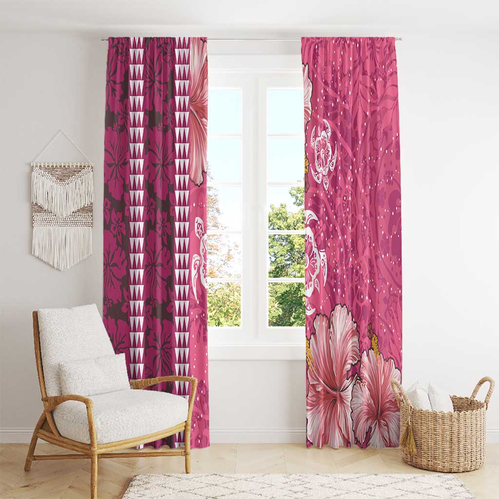 Pink Hibiscus Turle Window Curtain Hawaiian Style Tribal Tapa Pattern LT9 - Polynesian Pride