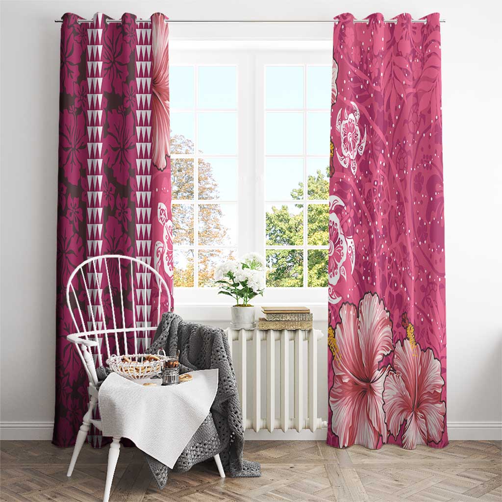Pink Hibiscus Turle Window Curtain Hawaiian Style Tribal Tapa Pattern LT9 - Polynesian Pride