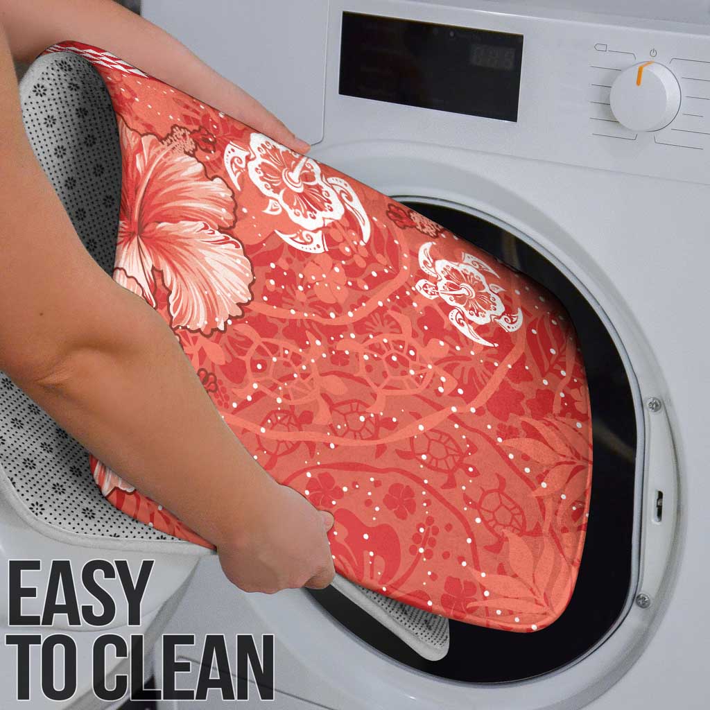 Red Hibiscus Turle Bathroom Set Hawaiian Style Tribal Tapa Pattern - Polynesian Pride