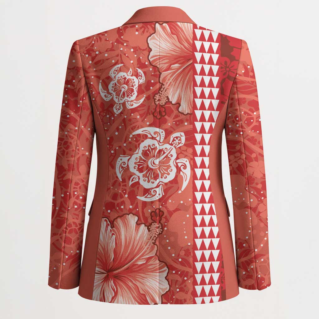 Red Hibiscus Turle Blazer Hawaiian Style Tribal Tapa Pattern LT9 - Polynesian Pride