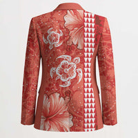 Red Hibiscus Turle Blazer Hawaiian Style Tribal Tapa Pattern LT9 - Polynesian Pride