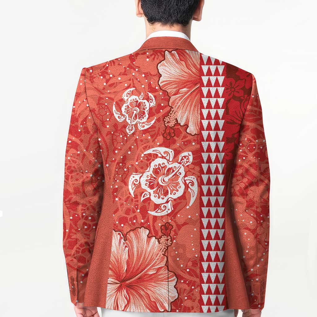 Red Hibiscus Turle Blazer Hawaiian Style Tribal Tapa Pattern LT9 - Polynesian Pride