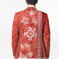 Red Hibiscus Turle Blazer Hawaiian Style Tribal Tapa Pattern LT9 - Polynesian Pride