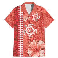 Red Hibiscus Turle Family Matching Mermaid Dress and Hawaiian Shirt Hawaiian Style Tribal Tapa Pattern