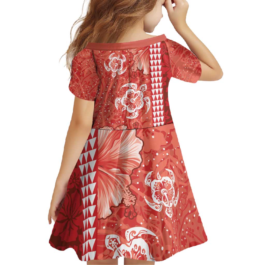 Red Hibiscus Turle Family Matching Off Shoulder Maxi Dress and Hawaiian Shirt Hawaiian Style Tribal Tapa Pattern