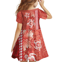 Red Hibiscus Turle Family Matching Short Sleeve Bodycon Dress and Hawaiian Shirt Hawaiian Style Tribal Tapa Pattern