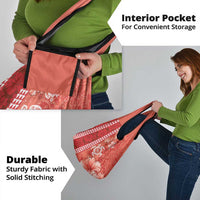Red Hibiscus Turle Grocery Bag Hawaiian Style Tribal Tapa Pattern LT9 - Polynesian Pride