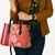 Red Hibiscus Turle Leather Bag Hawaiian Style Tribal Tapa Pattern - Polynesian Pride