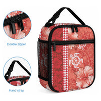 Red Hibiscus Turtle Lunch Bag Hawaiian Style Tribal Tapa Pattern LT9 - Polynesian Pride