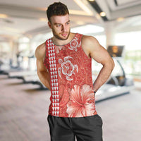 Red Hibiscus Turle Men Tank Top Hawaiian Style Tribal Tapa Pattern
