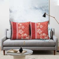 Red Hibiscus Turle Pillow Cover Hawaiian Style Tribal Tapa Pattern - Polynesian Pride