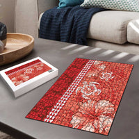 Red Hibiscus Turle Puzzle Hawaiian Style Tribal Tapa Pattern LT9 - Polynesian Pride