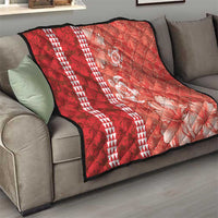 Red Hibiscus Turle Quilt Hawaiian Style Tribal Tapa Pattern
