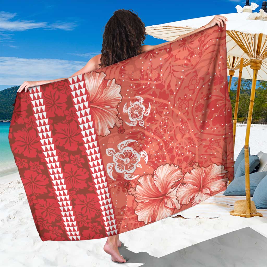 Red Hibiscus Turle Sarong Hawaiian Style Tribal Tapa Pattern