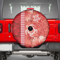 Red Hibiscus Turle Spare Tire Cover Hawaiian Style Tribal Tapa Pattern
