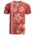 Red Hibiscus Turle T Shirt Hawaiian Style Tribal Tapa Pattern