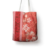 Red Hibiscus Turle Tote Bag Hawaiian Style Tribal Tapa Pattern LT9 - Polynesian Pride