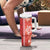 Red Hibiscus Turle Tumbler With Handle Hawaiian Style Tribal Tapa Pattern