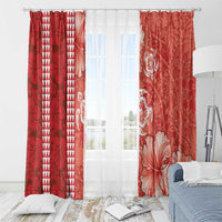 Red Hibiscus Turle Window Curtain Hawaiian Style Tribal Tapa Pattern LT9 - Polynesian Pride
