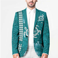 Teal Hibiscus Turle Blazer Hawaiian Style Tribal Tapa Pattern LT9 - Polynesian Pride