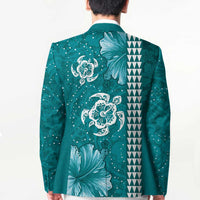 Teal Hibiscus Turle Blazer Hawaiian Style Tribal Tapa Pattern LT9 - Polynesian Pride