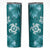 Teal Hibiscus Turle Skinny Tumbler Hawaiian Style Tribal Tapa Pattern