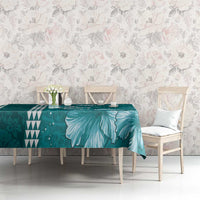 Teal Hibiscus Turle Tablecloth Hawaiian Style Tribal Tapa Pattern LT9 - Polynesian Pride
