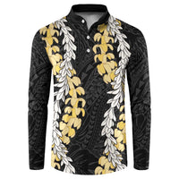Puakenikeni and Maile Lei Button Sweatshirt Black Double Strand Lei