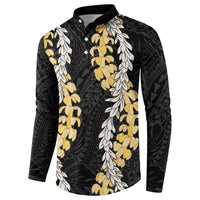 Puakenikeni and Maile Lei Button Sweatshirt Black Double Strand Lei