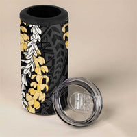 Puakenikeni and Maile Lei 4 in 1 Can Cooler Tumbler Black Double Strand Lei LT9 - Polynesian Pride