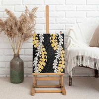 Puakenikeni and Maile Lei Canvas Wall Art Black Double Strand Lei